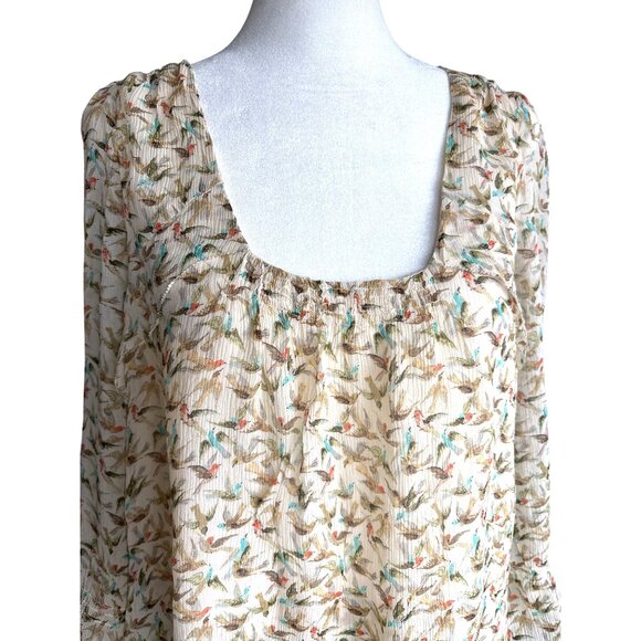 Leifsdottir Anthropologie 100% Silk Lined‎ Blouse Top Shirt Sparrow Size 6 Boho - Picture 2 of 10